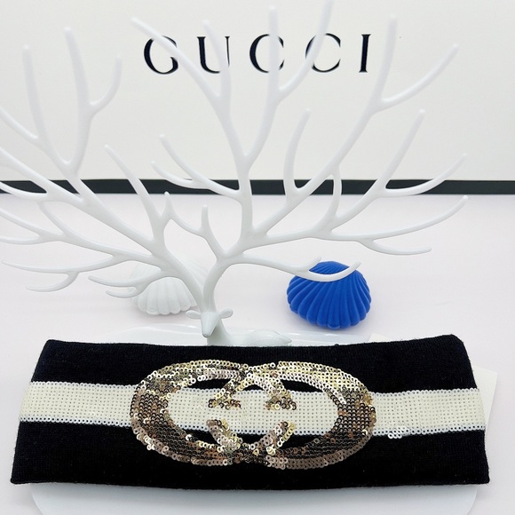 NWT Gucci Sequin GG Embellished Wool Headband Size M (57cm) - Picture 2 of 13